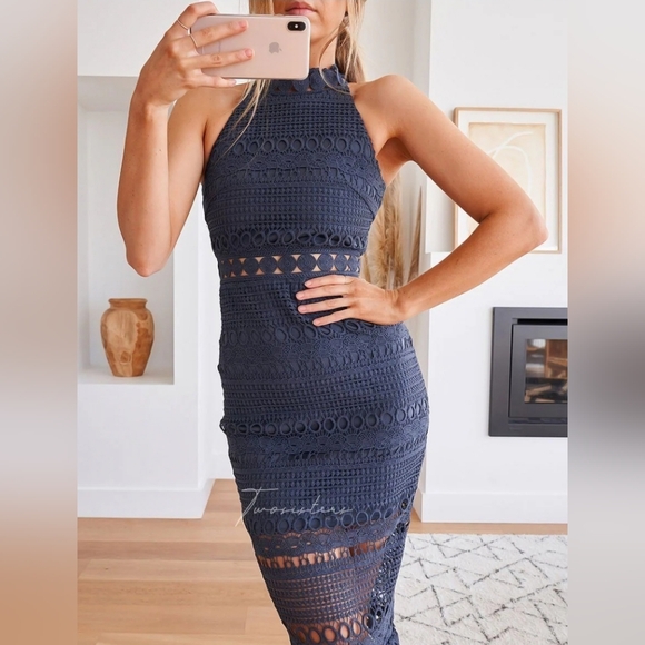 SIZE 4 RIVERS MIDI DRESS - STEEL BLUE - Picture 4 of 5